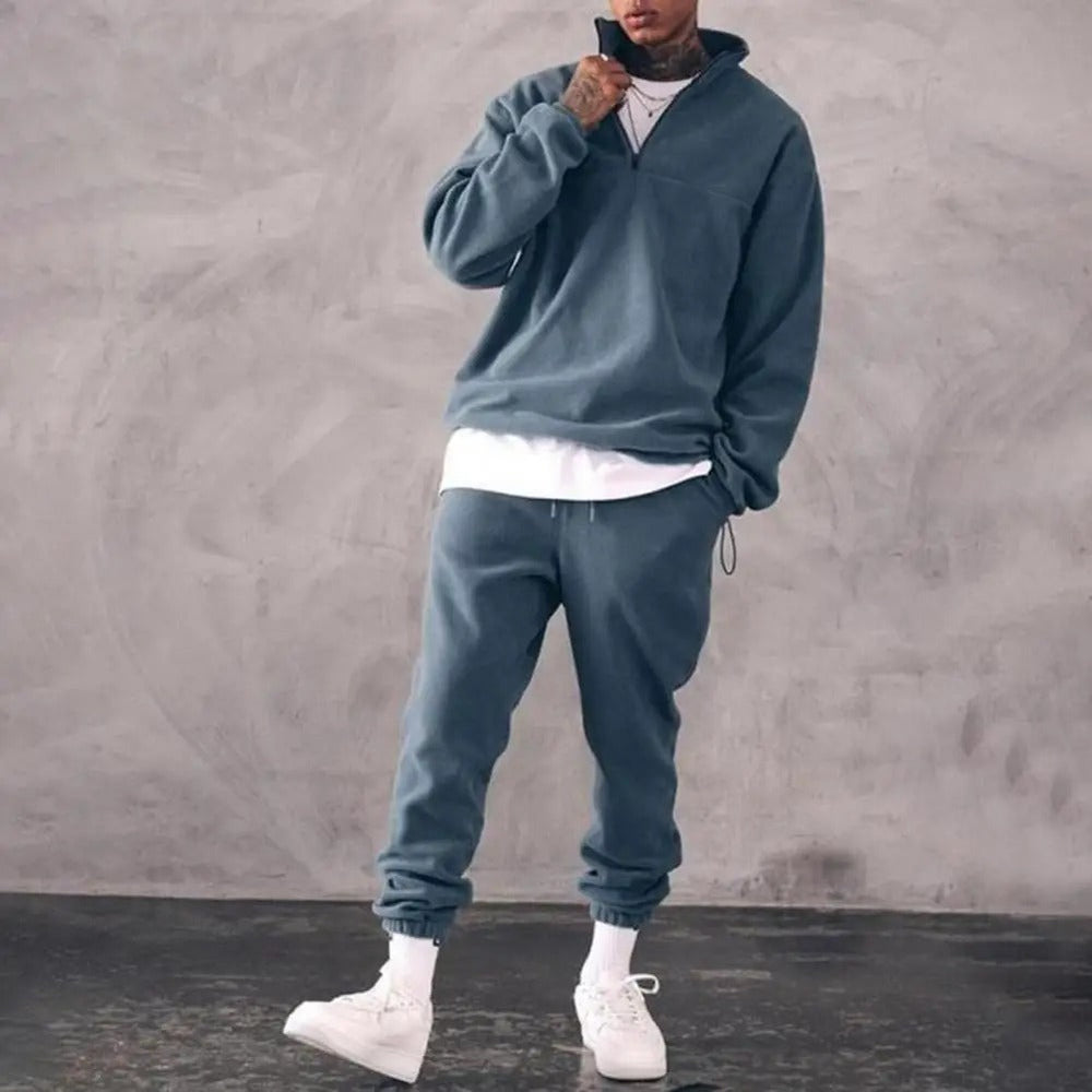 Men’s Half-Zip Sweatshirt and Jogger Set – Relaxed Two-Piece Tracksuit for Everyday Wear