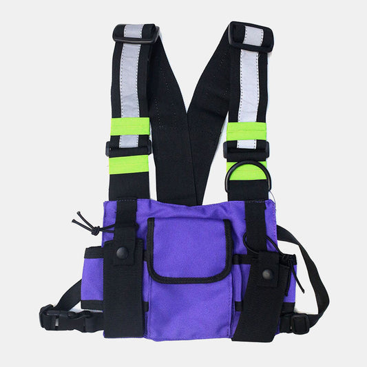 Unisex Reflective Oxford Chest Bag – Adjustable Utility Harness with Multi-Pocket Storage