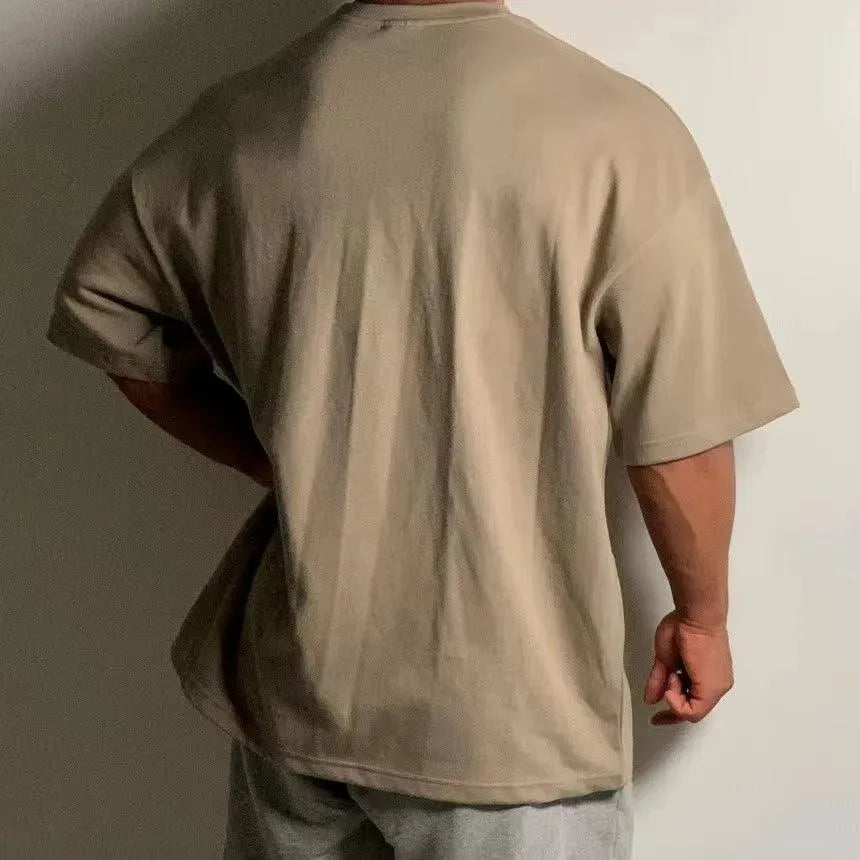 Men’s Oversized Fitness T-Shirt – Relaxed Crew-Neck Training Top with Dropped Shoulders