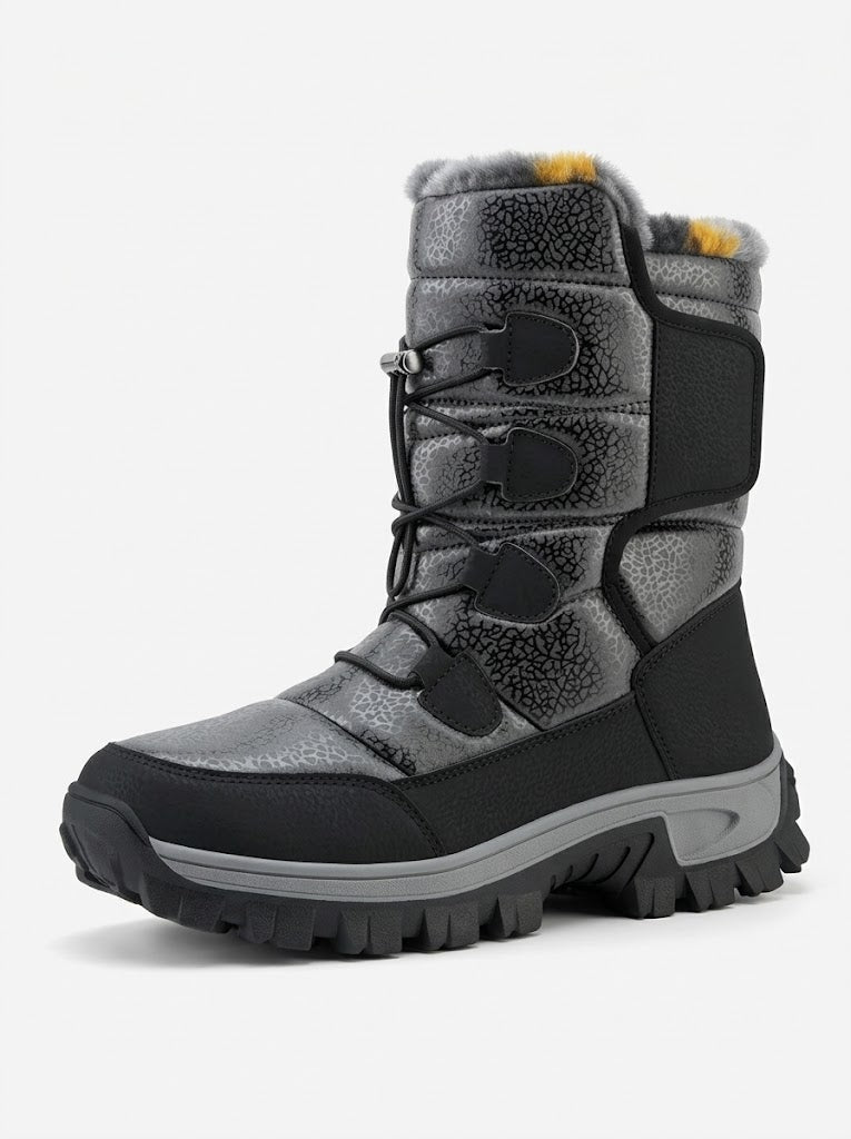 Men’s Plush-Lined Snow Boots – High-Top Winter Boots with Gripped Sole for Outdoor Wear