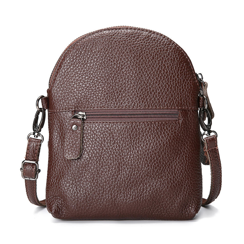 Women’s Genuine Leather Phone Crossbody Bag – Compact Multi-Pocket Purse with Adjustable Shoulder Strap