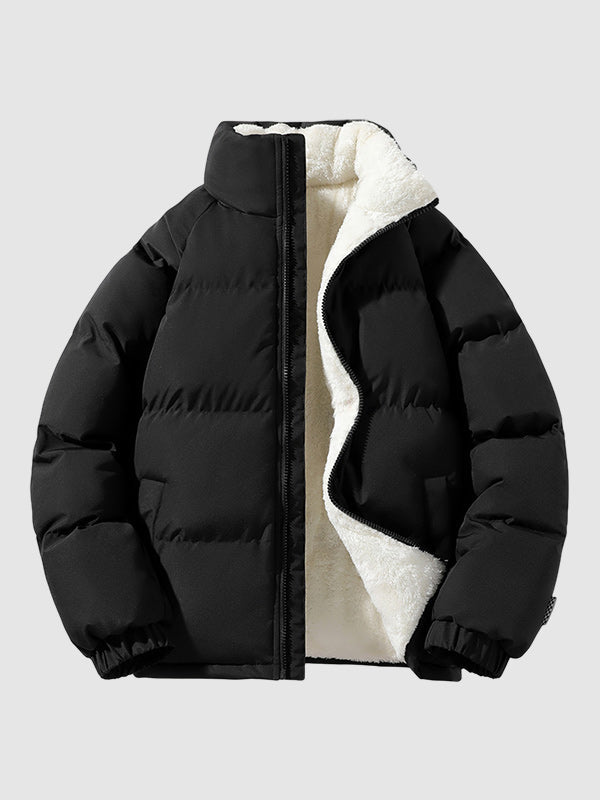 Men’s Fleece-Lined Puffer Jacket – Insulated Stand-Collar Winter Layer for Everyday Cold-Weather Wear