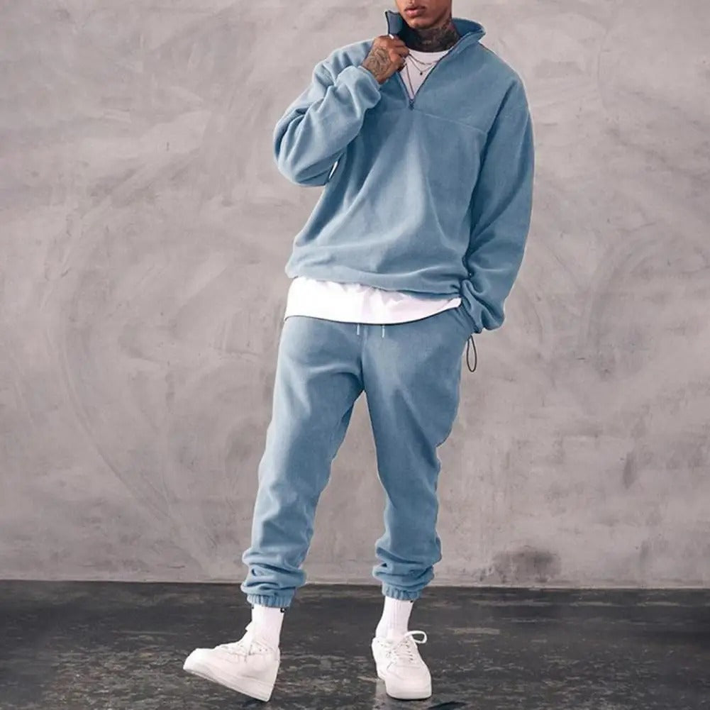 Men’s Half-Zip Sweatshirt and Jogger Set – Relaxed Two-Piece Tracksuit for Everyday Wear