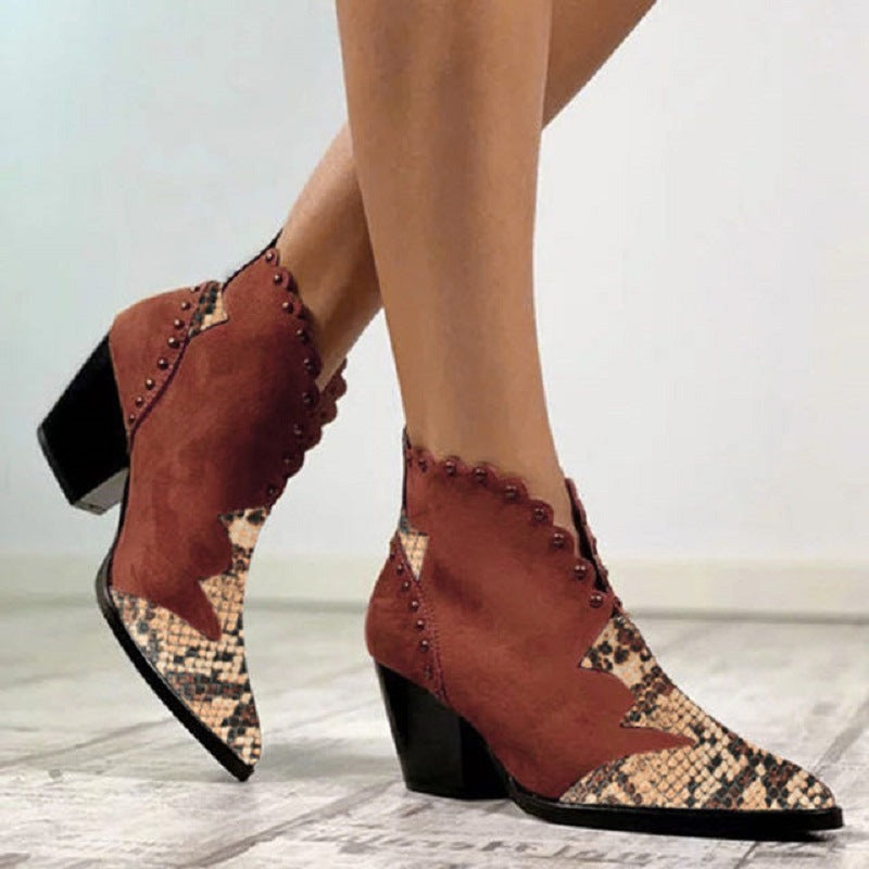 Women's Heeled Studded Chunky Chelsea Boots