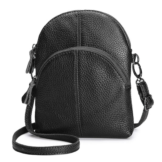 Women’s Genuine Leather Phone Crossbody Bag – Compact Multi-Pocket Purse with Adjustable Shoulder Strap