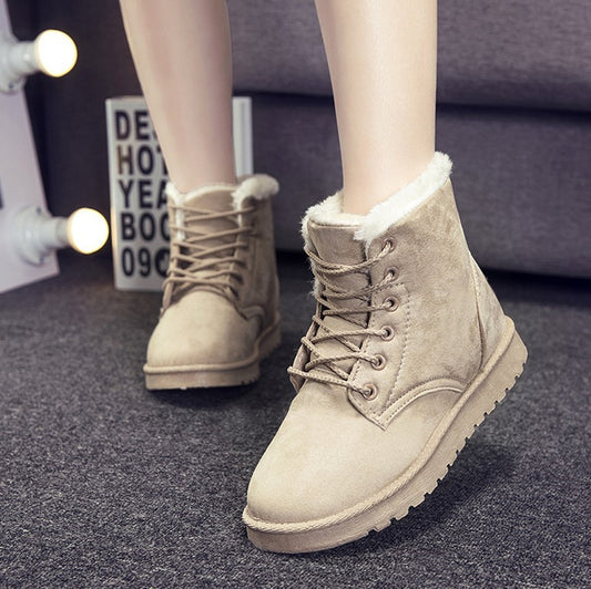 Women's Suede-Look Snow Boots - Beige