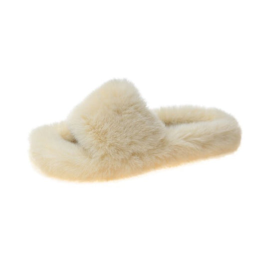 Women's Faux Fur Lined Platform Clog Slippers - Beige (US 4-11)