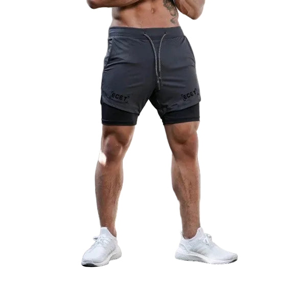 Men’s 2-in-1 Quick-Dry Training Shorts – Layered Performance Style for Active Wear
