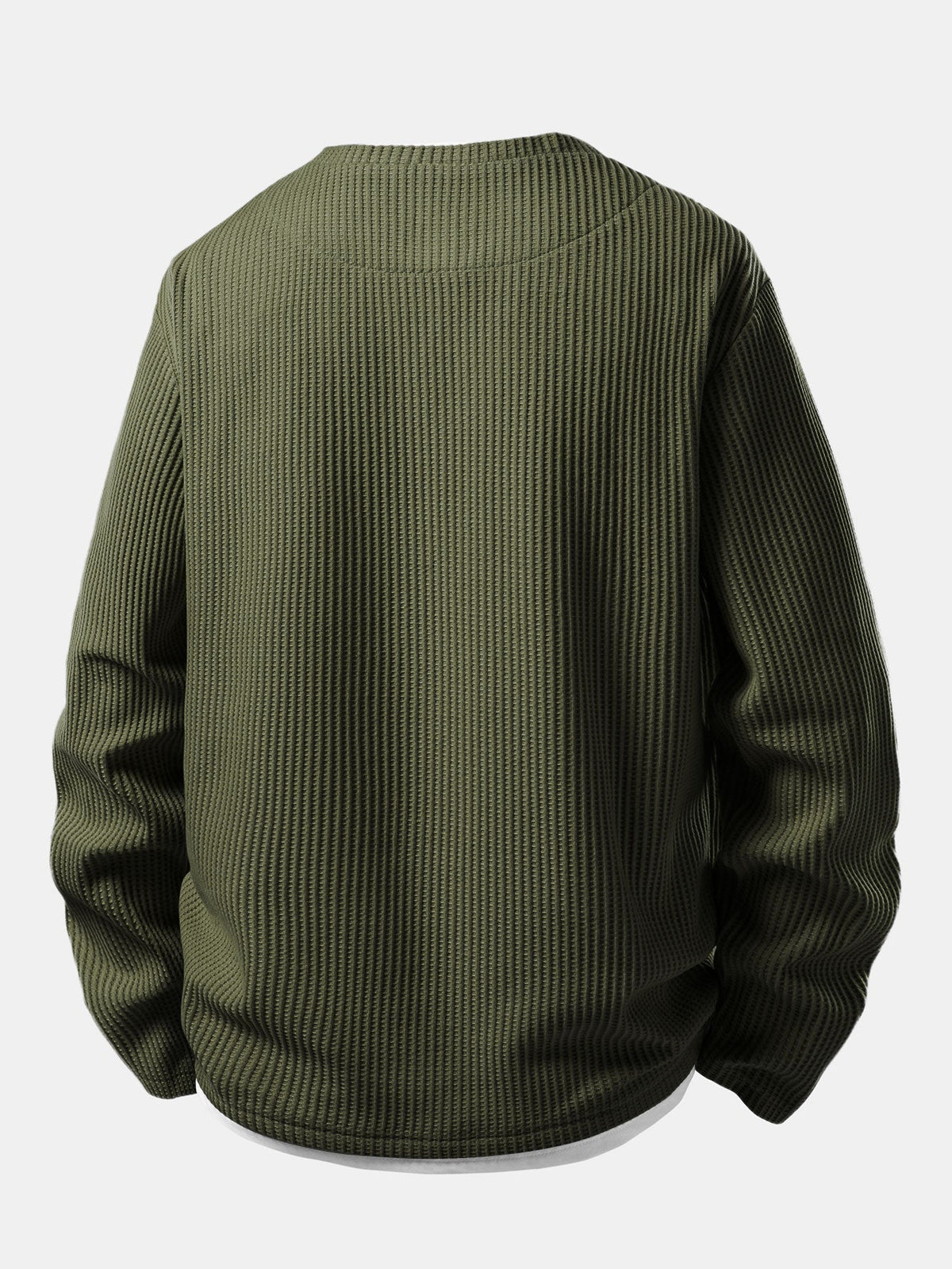 Men’s Waffle Notch-Neck T-Shirt with Built-In Layer – Relaxed Transitional Long Sleeve