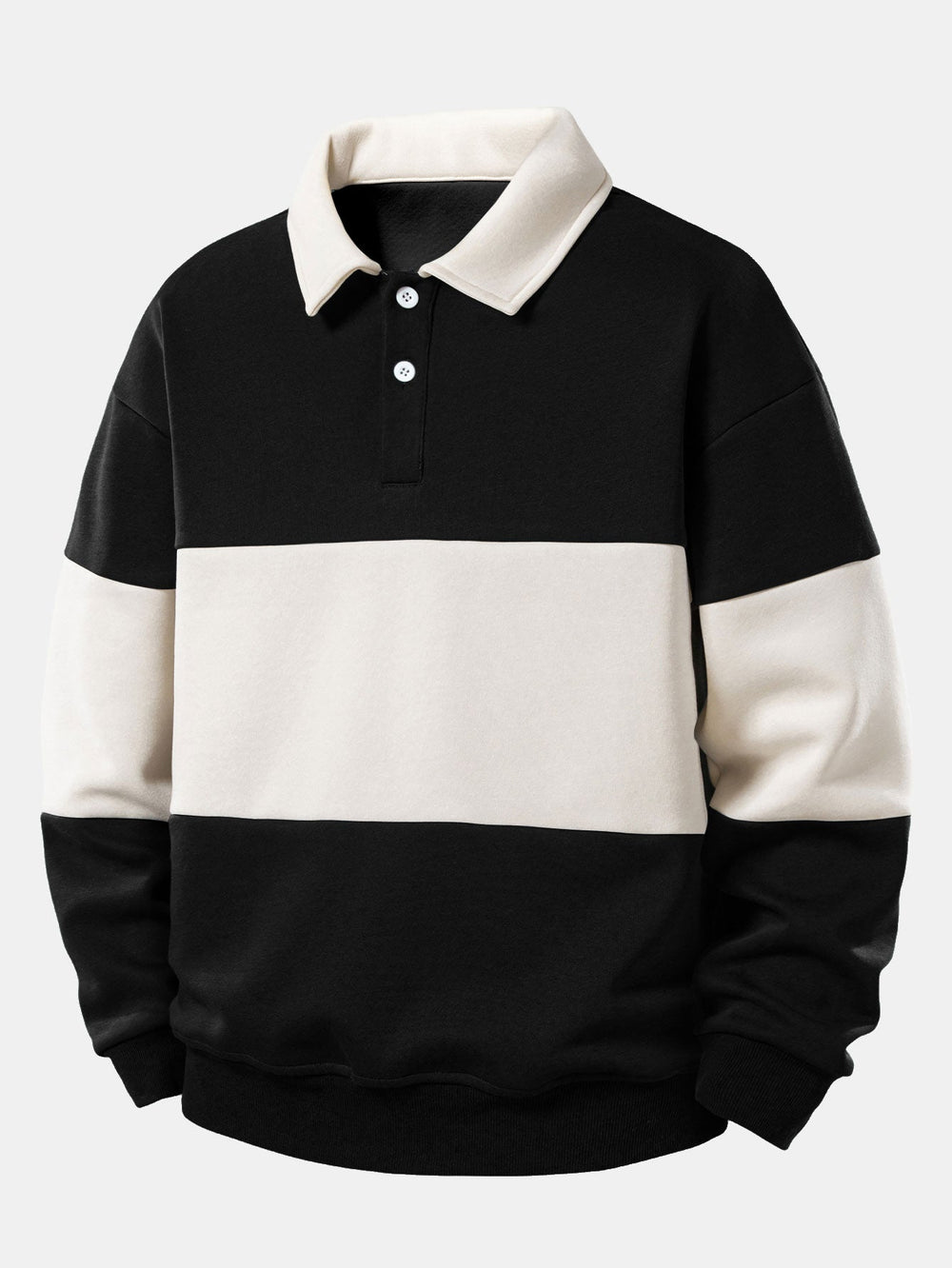 Men’s Cotton-Blend Polo Sweatshirt – Structured Long-Sleeve Casual Layer