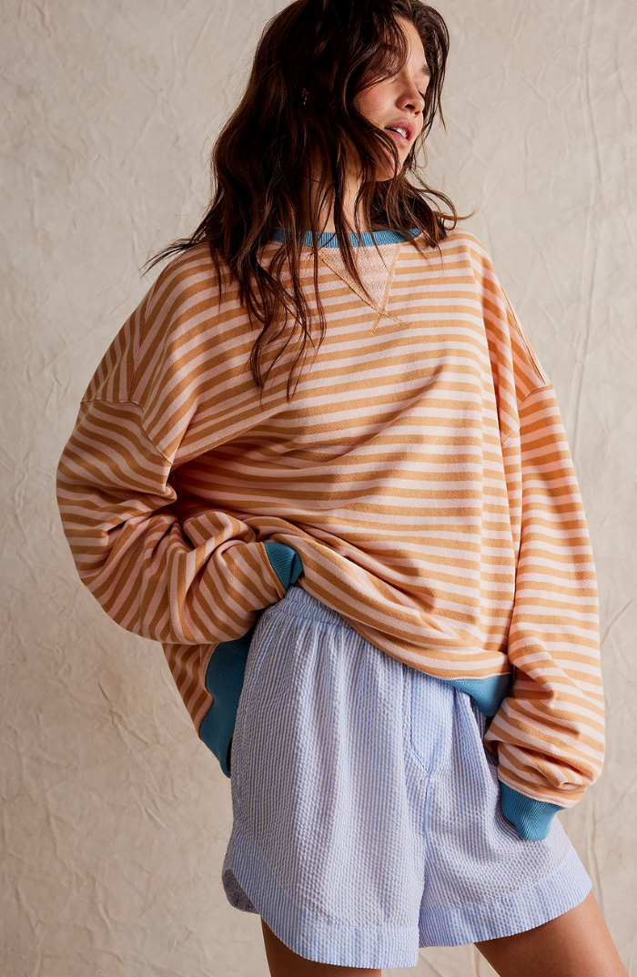 Women’s Printed Crew-Neck Sweatshirt – Relaxed Spring Layer for Casual Everyday Wear