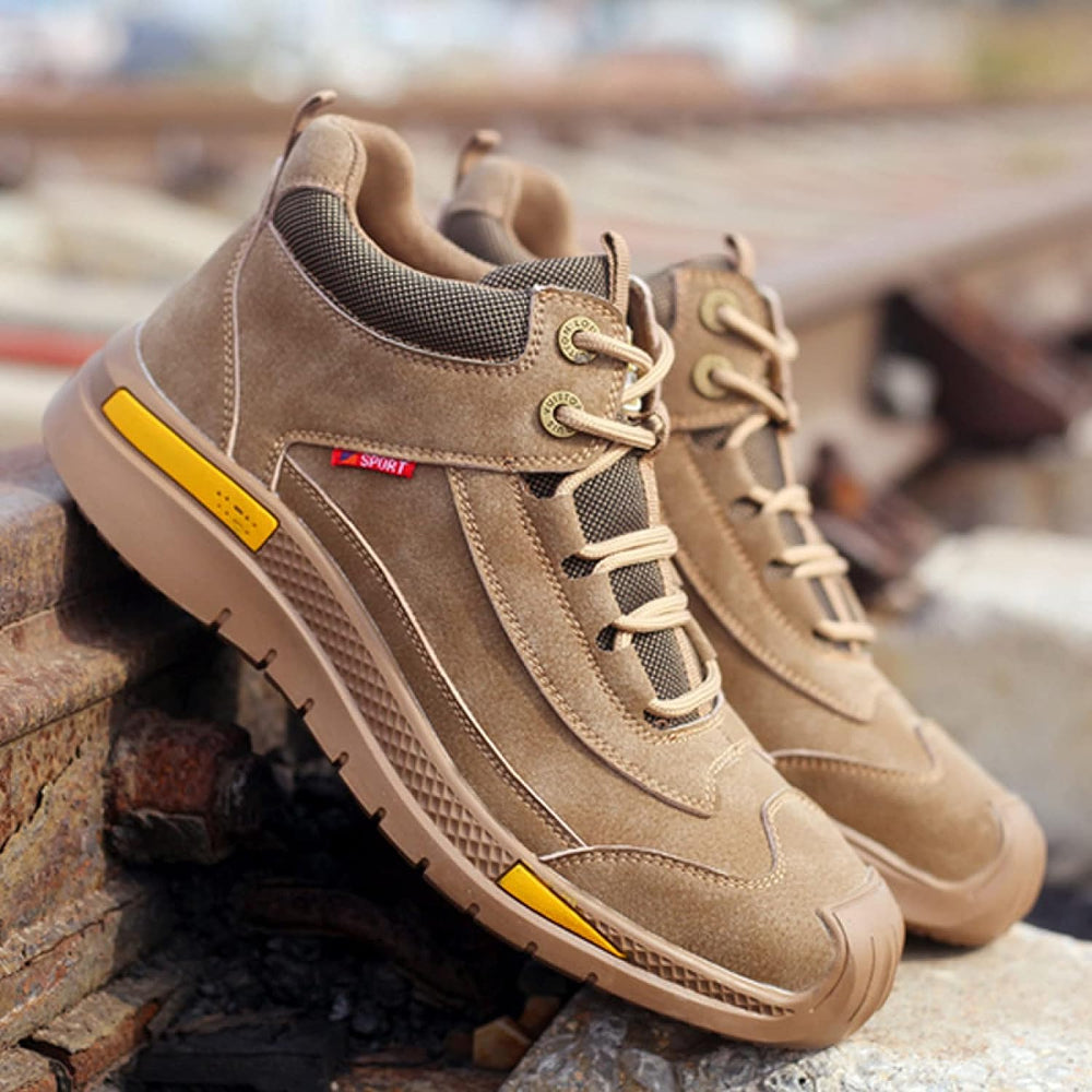 Men’s Lace-Up Safety Shoes – Reinforced Work Footwear with Cushioned Collar and Rugged Grip Sole