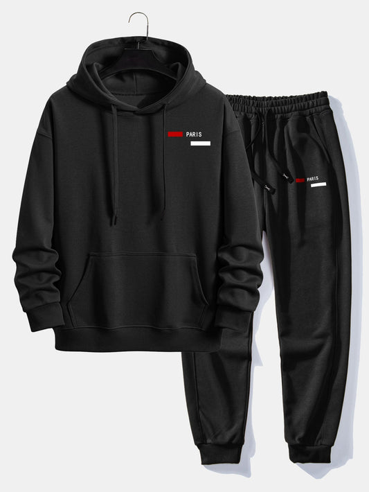Men’s Relaxed Fit Tracksuit – Cotton Blend Hoodie and Joggers for Casual Streetwear
