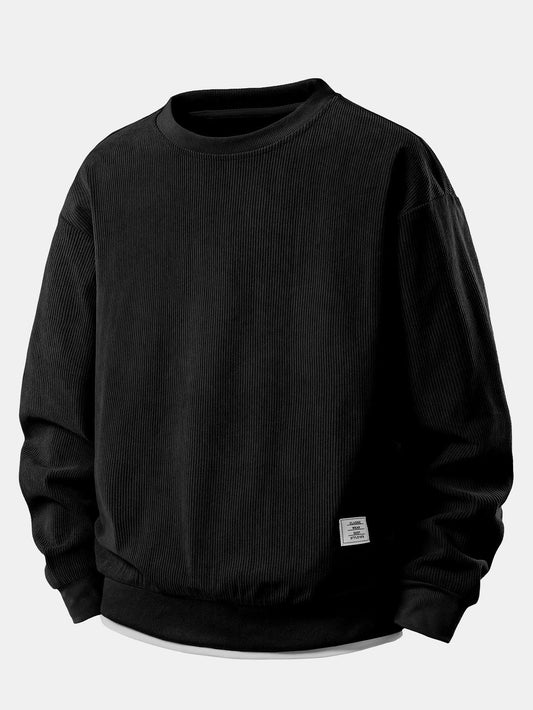 Men’s Layered Corduroy Crewneck Sweatshirt – Relaxed Everyday Pullover for Cooler Days