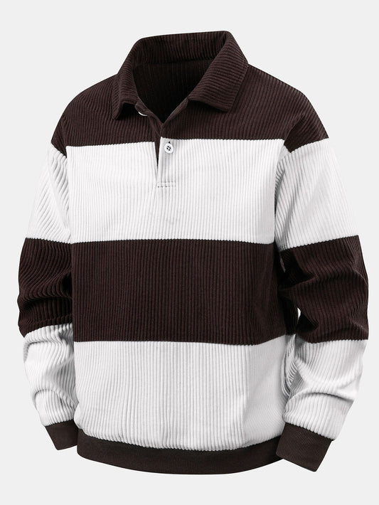 Men’s Corduroy Polo Sweatshirt – Relaxed Retro Layer for Autumn and Winter
