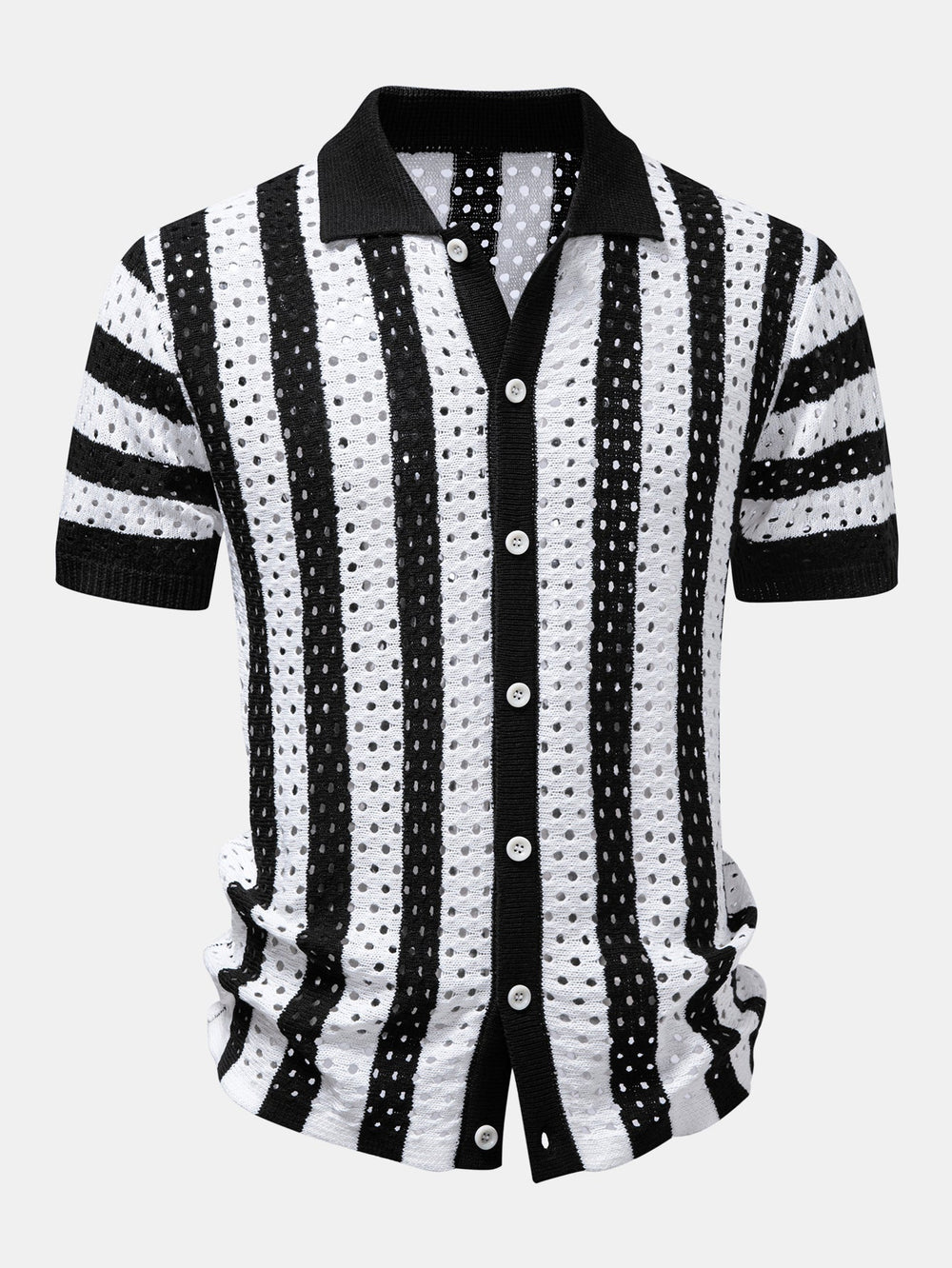 Men’s Open-Knit Shirt and Linen Blend Trousers Set – Summer Resort Co-Ord