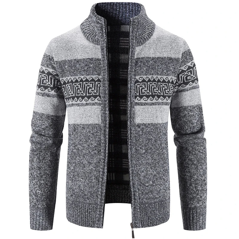 Men’s Warm Knitted Zip-Up Jacket – Soft Stand-Collar Sweater for Autumn and Winter Layering