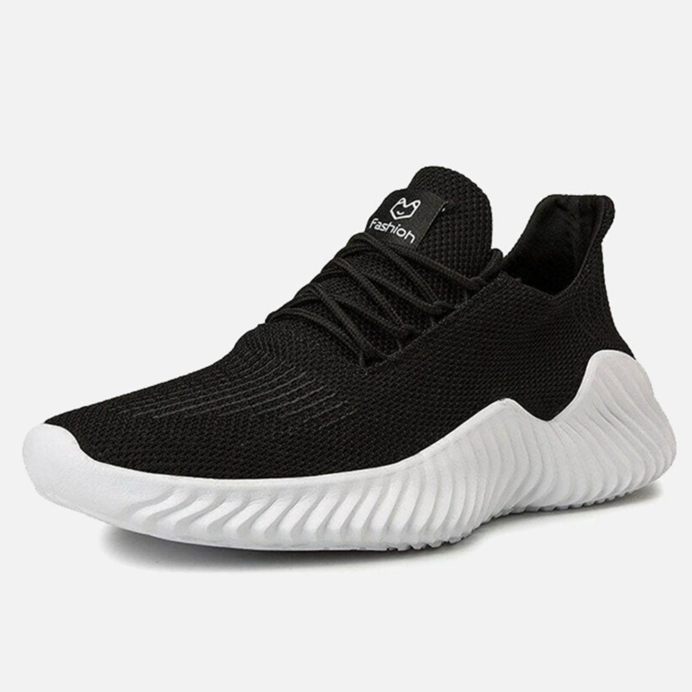 Men’s Lightweight Running Shoes – Breathable Knit Trainers with Sculpted Flexible Sole and Lace-Up Fit