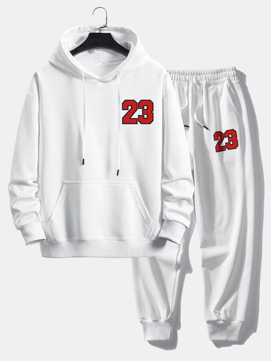 Men’s Printed Hoodie Jogger Set – Relaxed Cotton Blend Streetwear for Everyday Comfort