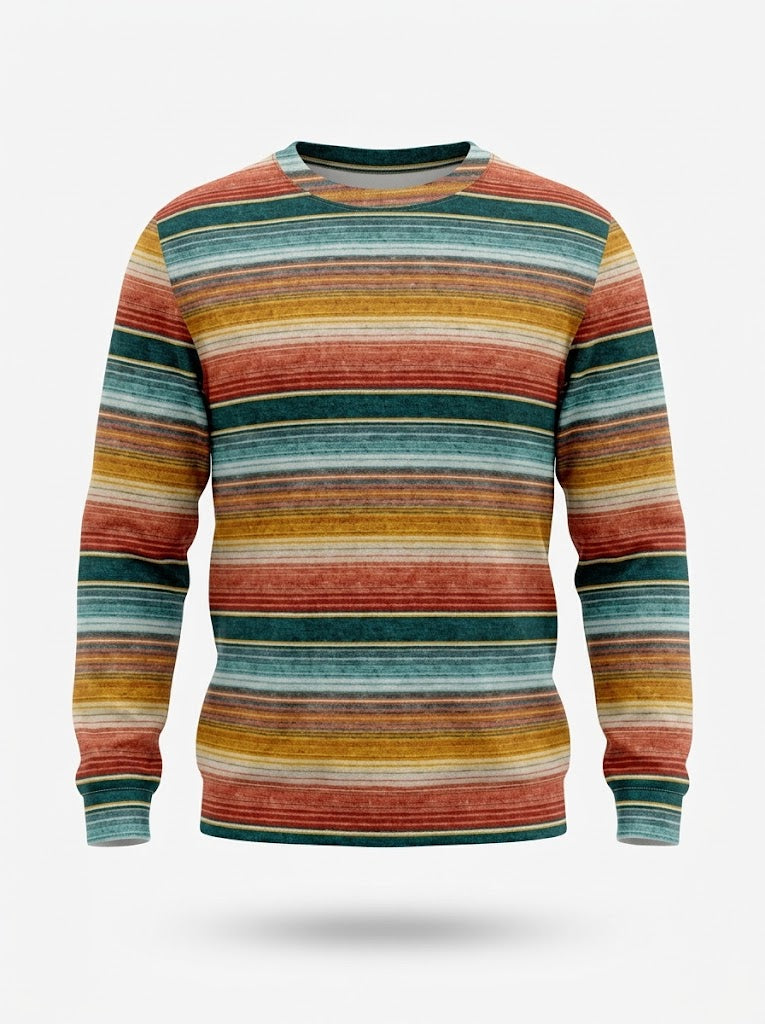 Men’s Striped Crew-Neck Sweatshirt – Lightweight Casual Pullover for Everyday Wear