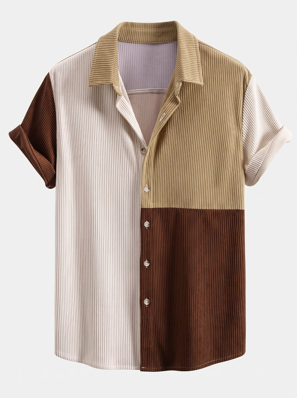 Men’s Ribbed Corduroy Shirt and Shorts Set – Regular Fit Summer Co-Ord
