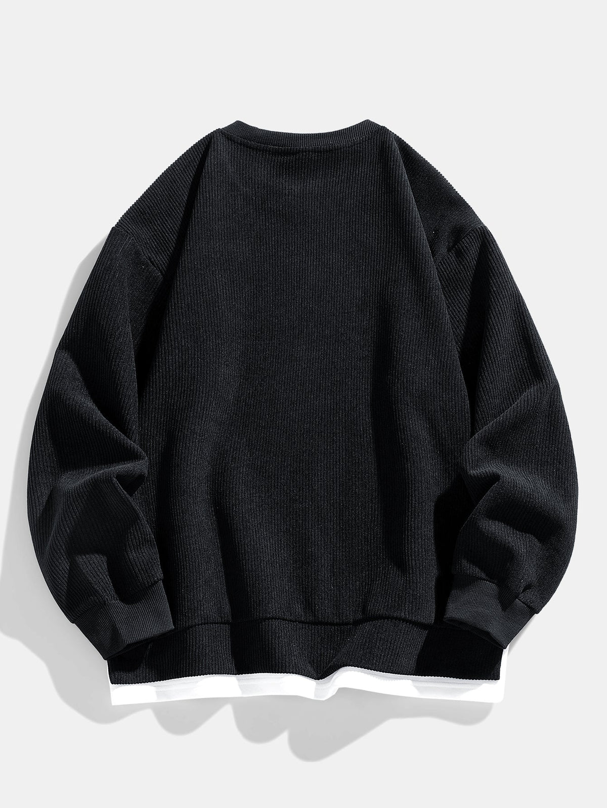 Men’s Layered-Hem Corduroy Sweatshirt – Relaxed Crew Neck Casualwear for Cooler Days