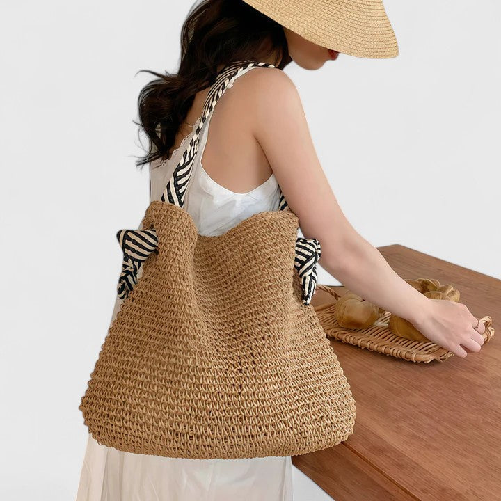 Women’s Woven Shoulder Tote Bag – Handmade Boho Carryall for Everyday and Travel