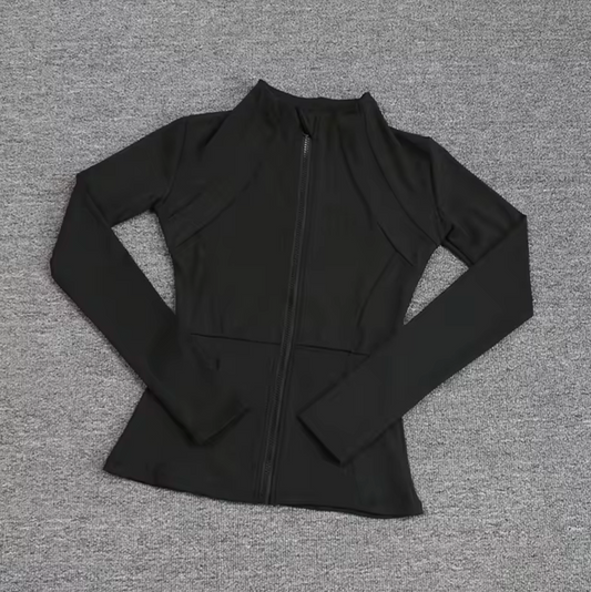 Women’s Fitted Zip-Up Sports Jacket – Breathable Long-Sleeve Layer for Training and Running
