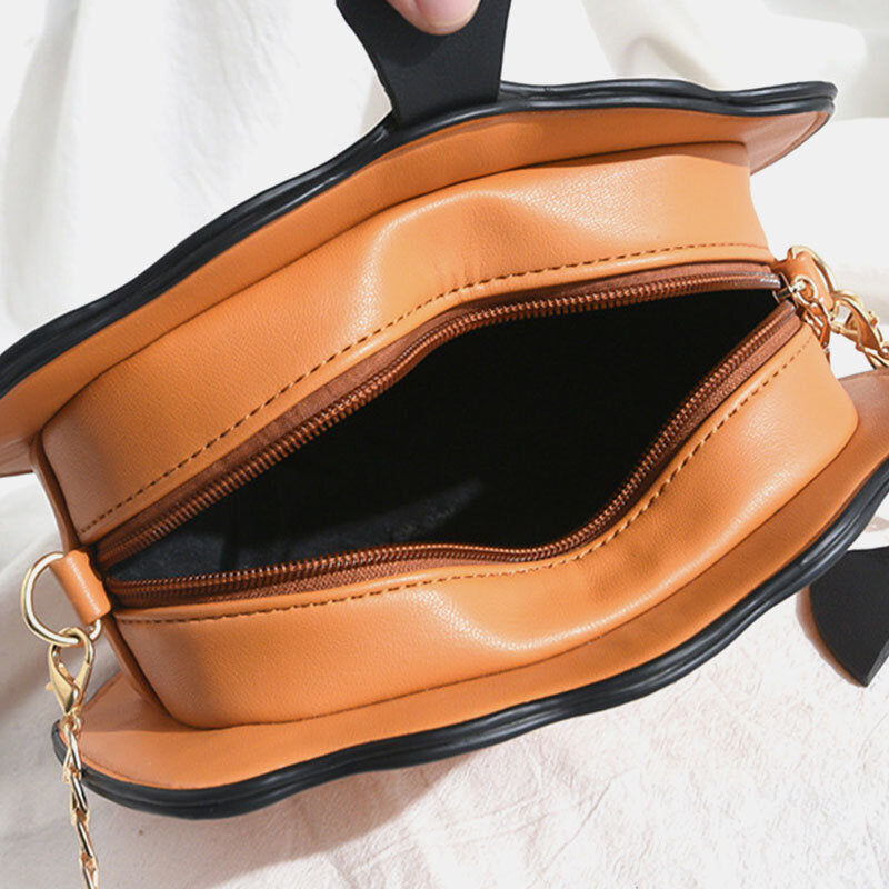Women’s Halloween Pumpkin Crossbody Bag – Novelty Character Purse with Chain Shoulder Strap