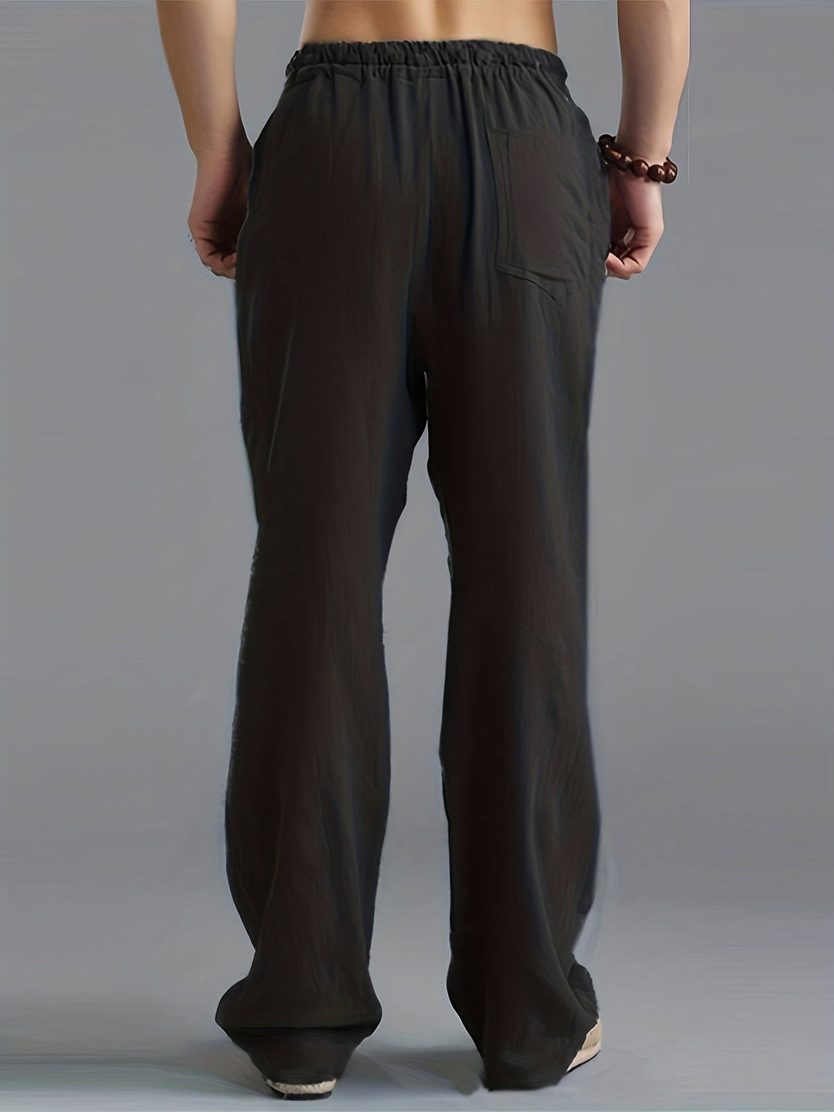Men’s Relaxed Linen Trousers – Breathable Elastic-Waist Pants for Casual Summer Wear