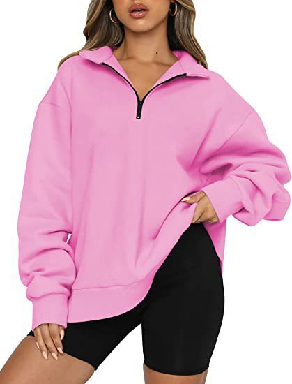 Women’s Oversized Half-Zip Collared Sweatshirt – Relaxed Long-Sleeve Pullover for Everyday Layering