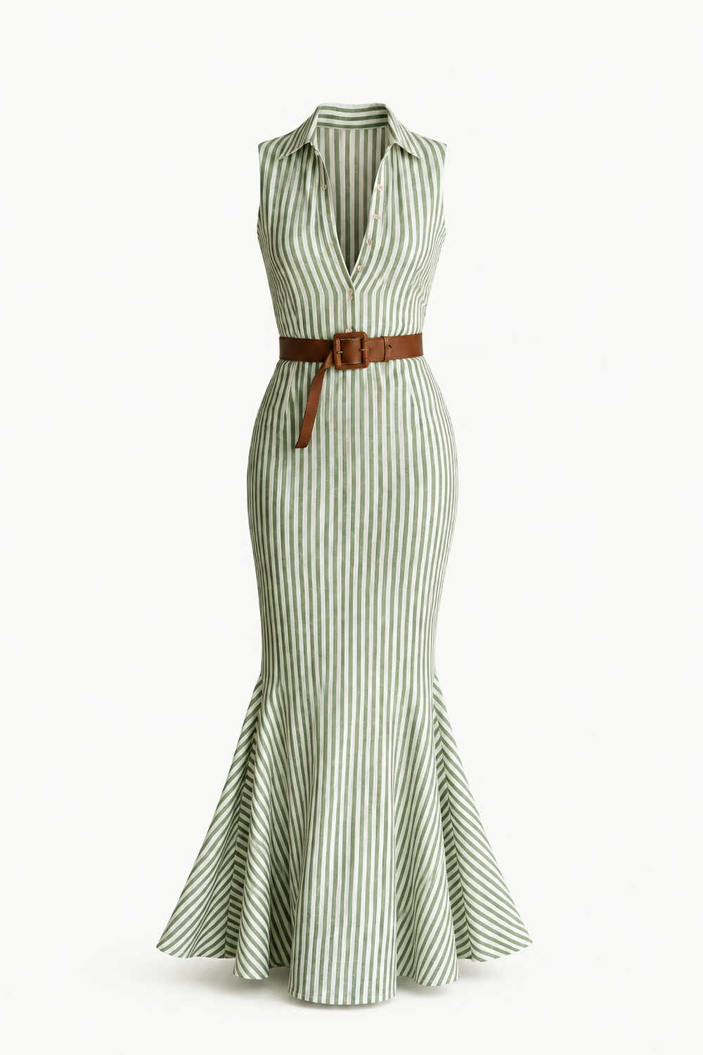 Women’s Collared Mermaid Maxi Dress – Sleeveless Summer Style for Holidays and Smart Casual Events