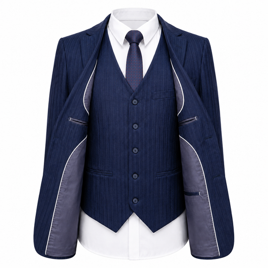 Men’s Double-Breasted Tweed Three-Piece Suit – Tailored Formalwear for Weddings and Special Occasions