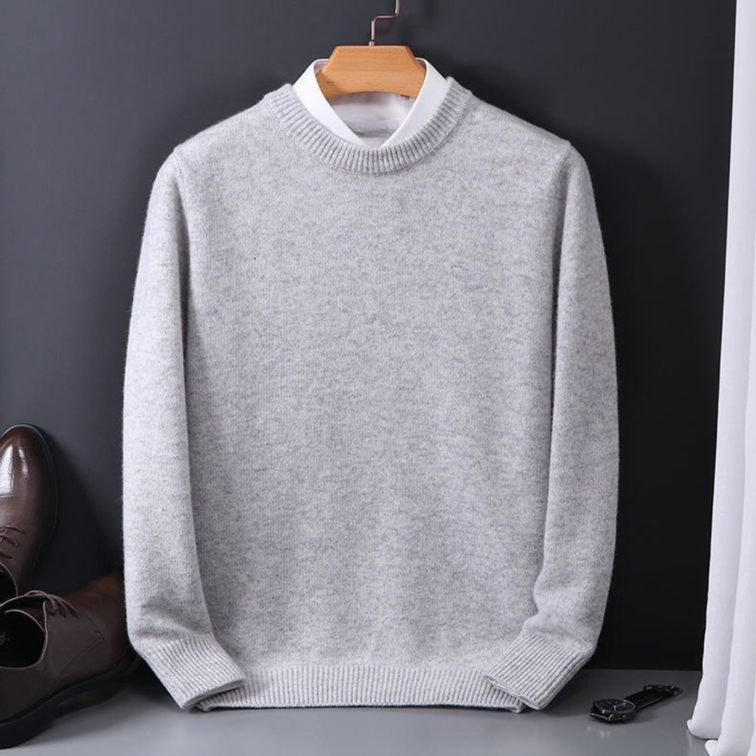 Men’s Classic Crew-Neck Winter Sweater – Soft Long-Sleeve Knit with Ribbed Trims for Smart Casual Wear