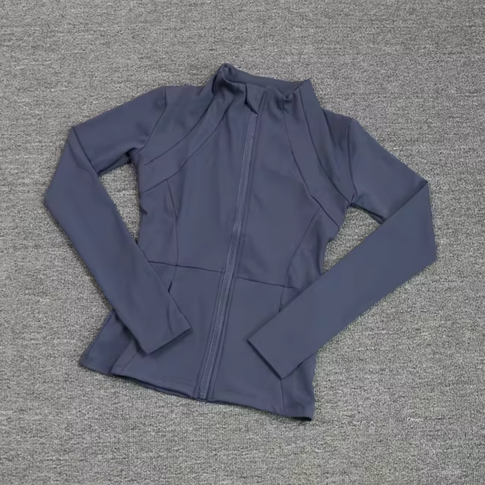 Women’s Fitted Zip-Up Sports Jacket – Breathable Long-Sleeve Layer for Training and Running