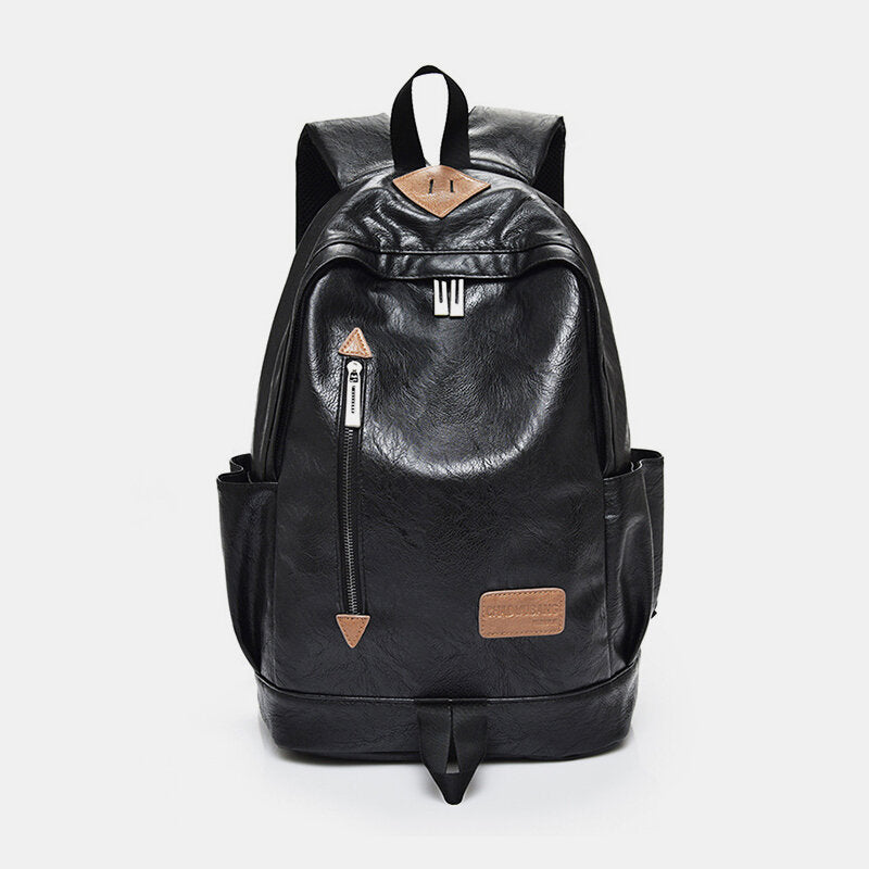 Men’s Faux-Leather Laptop Backpack – Spacious Multi-Pocket Design with Padded Shoulder Straps