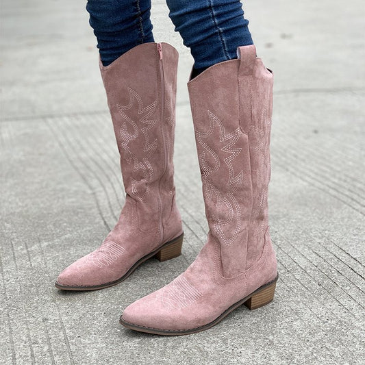 Women's Heeled Embroidered Chunky Chelsea Boots