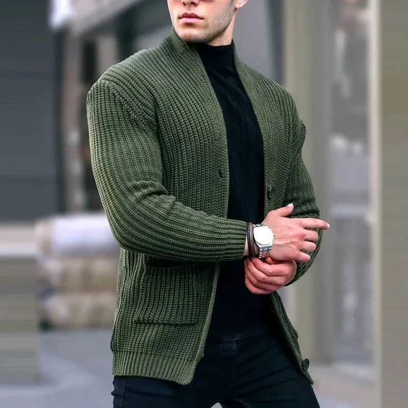 Men’s Relaxed-Fit Knit Cardigan with Pockets – Lightweight Urban Layer for Work and Weekend Wear