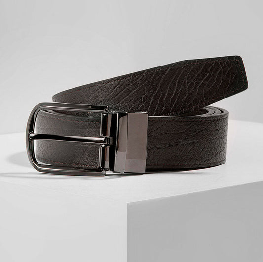 Men’s Reversible Leather Belt – Rotating Buckle Adjustable Waist Strap for Smart Casual and Everyday Wear