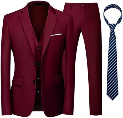 Men’s Three-Piece Suit with Tie – Two-Button Formal Set for Business and Events