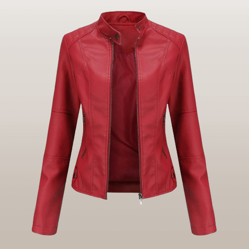 Women’s Tailored Short Jacket – Stand Collar with Angled Zip Pockets