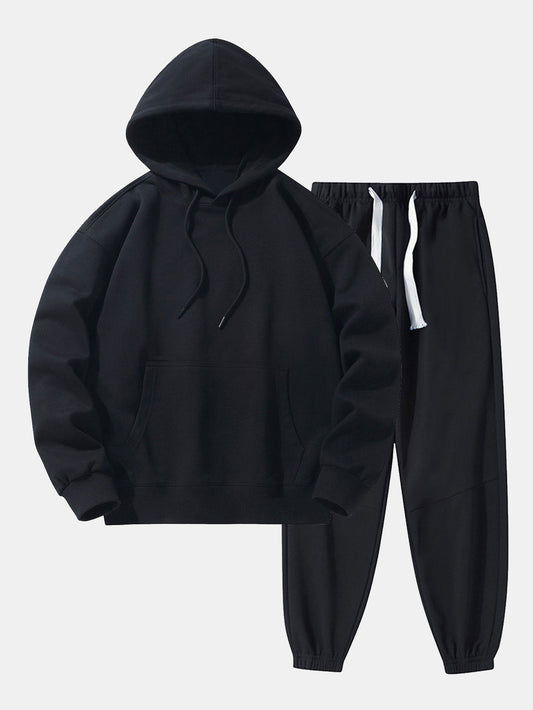 Men’s Heavyweight Drop-Shoulder Tracksuit – Relaxed Cotton Blend Hoodie and Joggers for Everyday Wear