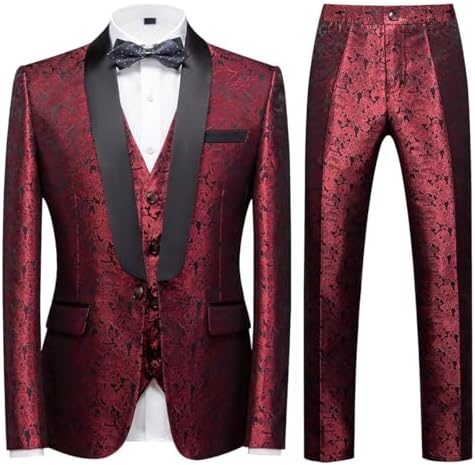 Men’s Paisley Three-Piece Tuxedo Suit – Statement Formal Set for Weddings and Proms