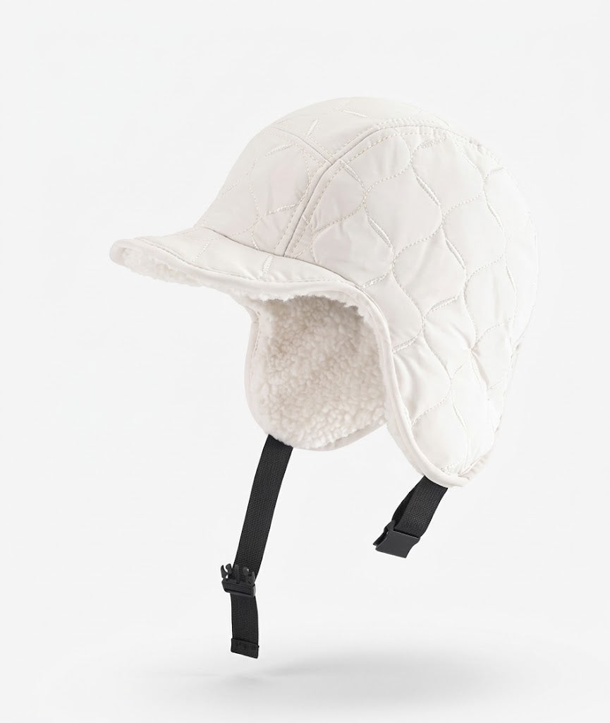 Unisex Quilted Winter Trapper Hat – Plush-Lined Ear-Flap Cap with Curved Visor