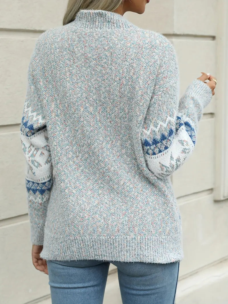 Women’s Fair Isle Knit Sweater – Soft Patterned Pullover for Cosy Winter Dressing