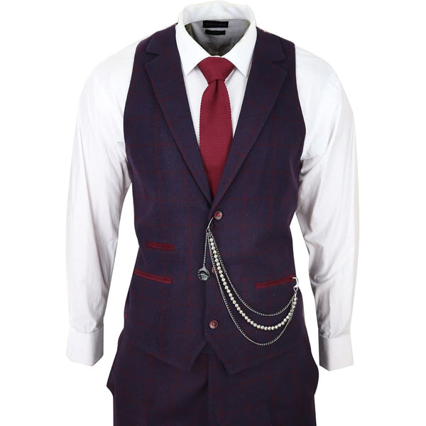 Men’s Wool Tweed Three-Piece Suit – Tailored Formal Set for Weddings and Events