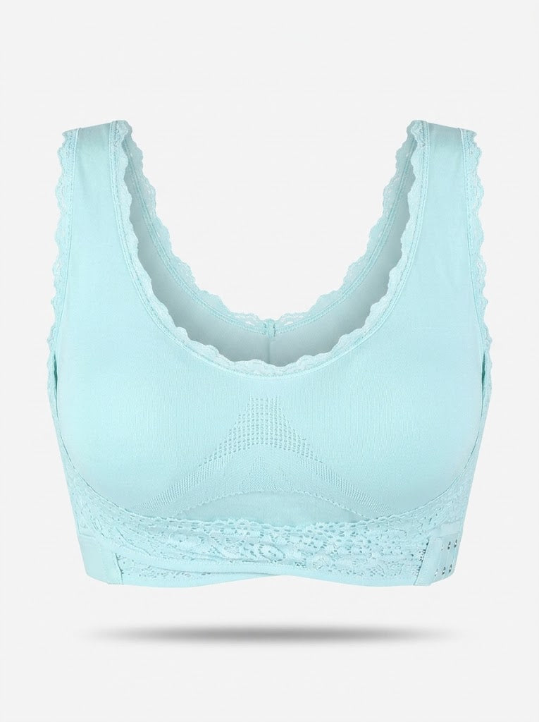 Women’s Wireless Lace Support Bra – Wide-Strap Longline Style for Everyday Comfort