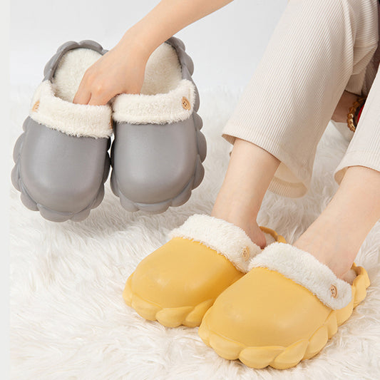Women's Faux Fur Lined Waterproof Washable Platform Clog Slippers
