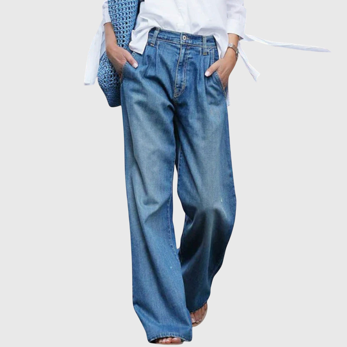 Women’s Wide-Leg Jeans – High-Waisted Pleated Jeans with Wide Leg