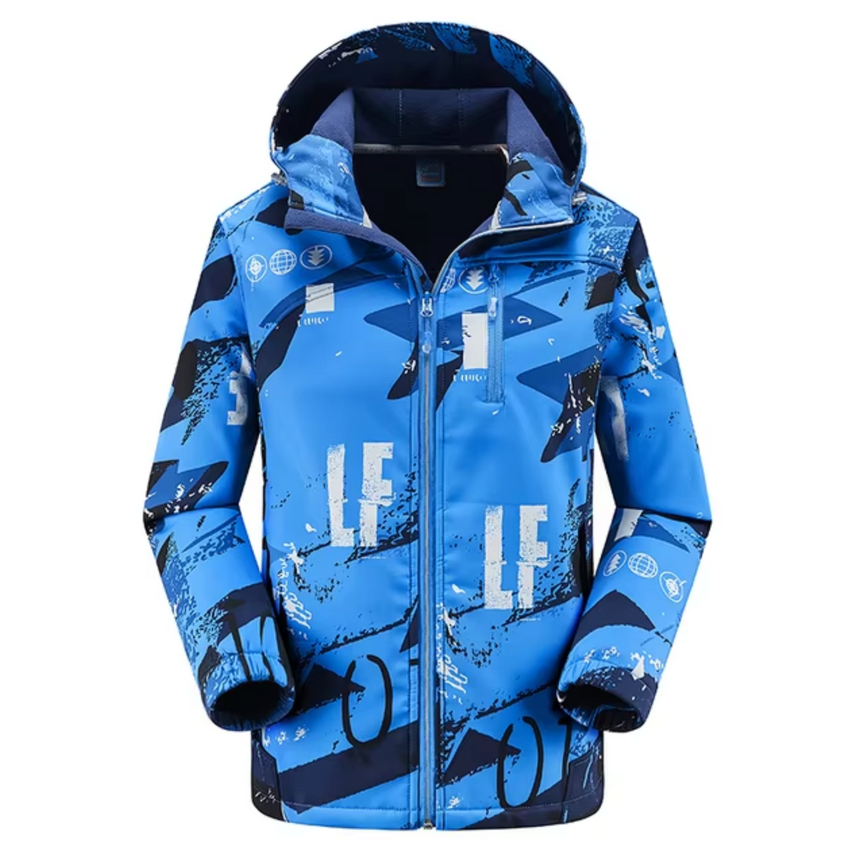 Women’s Printed Hooded Softshell Jacket – Thermal Windproof Outdoor Layer with Waterproof Protection for Hiking and Winter Activities